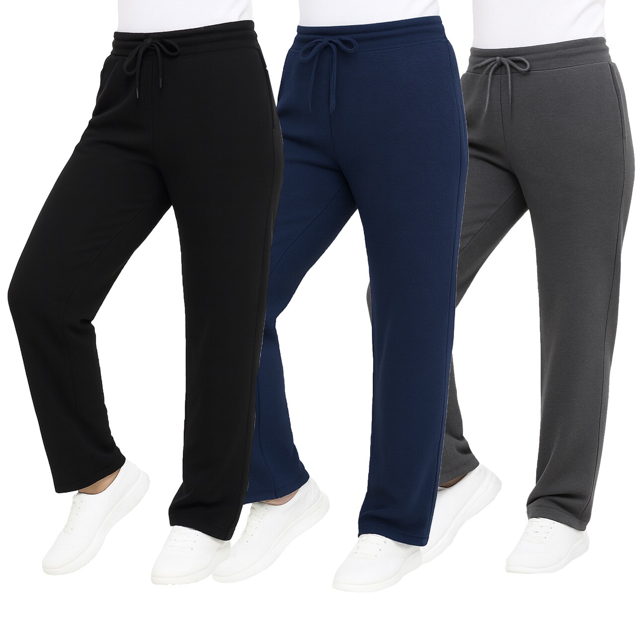 Galaxy by Harvic 3-Pack Women's Loose Fit Fleece Jogger Sweatpants (S-5XL)